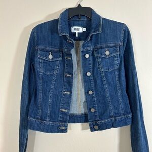 Paige Denim Jean Jacket Dark Wash Womens Size Small Boho Western Rock Biker